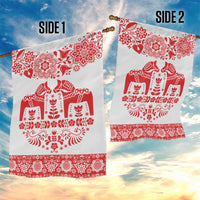 Sweden Daleclarian Horse Garden Flag Floral Folk Pattern White Version