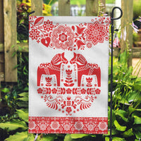 Sweden Daleclarian Horse Garden Flag Floral Folk Pattern White Version