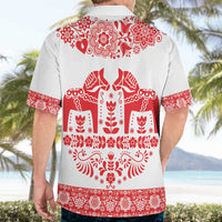 Sweden Daleclarian Horse Hawaiian Shirt Floral Folk Pattern White Version