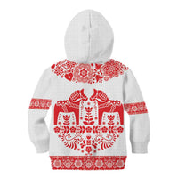 Sweden Daleclarian Horse Kid Hoodie Floral Folk Pattern White Version