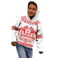 Sweden Daleclarian Horse Kid Hoodie Floral Folk Pattern White Version