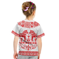 Sweden Daleclarian Horse Kid T Shirt Floral Folk Pattern White Version
