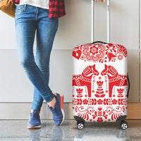 Sweden Daleclarian Horse Luggage Cover Floral Folk Pattern White Version
