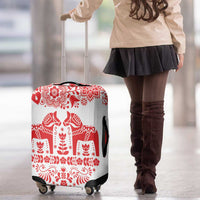 Sweden Daleclarian Horse Luggage Cover Floral Folk Pattern White Version