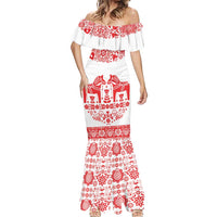 Sweden Daleclarian Horse Mermaid Dress Floral Folk Pattern White Version