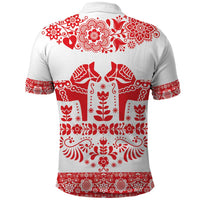 Sweden Daleclarian Horse Polo Shirt Floral Folk Pattern White Version