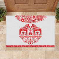 Sweden Daleclarian Horse Rubber Doormat Floral Folk Pattern White Version