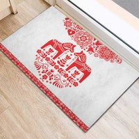 Sweden Daleclarian Horse Rubber Doormat Floral Folk Pattern White Version