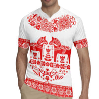 Sweden Daleclarian Horse Rugby Jersey Floral Folk Pattern White Version