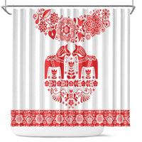 Sweden Daleclarian Horse Shower Curtain Floral Folk Pattern White Version