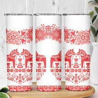 Sweden Daleclarian Horse Skinny Tumbler Floral Folk Pattern White Version