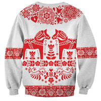 Sweden Daleclarian Horse Sweatshirt Floral Folk Pattern White Version