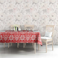 Sweden Daleclarian Horse Tablecloth Floral Folk Pattern White Version