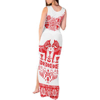 Sweden Daleclarian Horse Tank Maxi Dress Floral Folk Pattern White Version