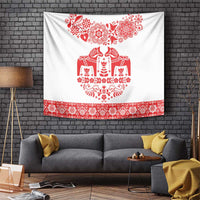 Sweden Daleclarian Horse Tapestry Floral Folk Pattern White Version