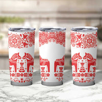 Sweden Daleclarian Horse Tumbler Cup Floral Folk Pattern White Version