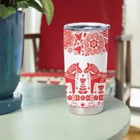 Sweden Daleclarian Horse Tumbler Cup Floral Folk Pattern White Version