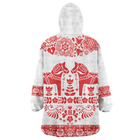 Sweden Daleclarian Horse Wearable Blanket Hoodie Floral Folk Pattern White Version