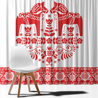 Sweden Daleclarian Horse Window Curtain Floral Folk Pattern White Version