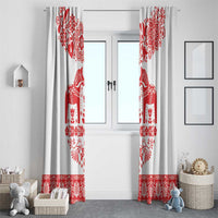 Sweden Daleclarian Horse Window Curtain Floral Folk Pattern White Version