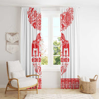 Sweden Daleclarian Horse Window Curtain Floral Folk Pattern White Version