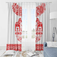 Sweden Daleclarian Horse Window Curtain Floral Folk Pattern White Version
