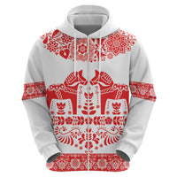 Sweden Daleclarian Horse Zip Hoodie Floral Folk Pattern White Version