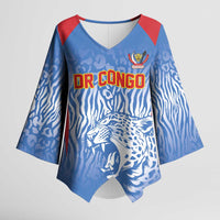 Custom DR Congo Football 2026 Kimono Sleeve Blouse Leopard Power Fan Style