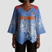 Custom DR Congo Football 2026 Kimono Sleeve Blouse Leopard Power Fan Style