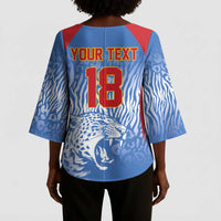 Custom DR Congo Football 2026 Kimono Sleeve Blouse Leopard Power Fan Style