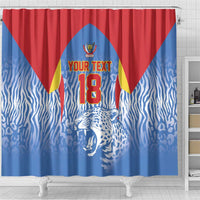 Custom DR Congo Football 2026 Shower Curtain Leopard Power Fan Style