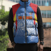 Custom DR Congo Football 2026 Sleeveless Puffer Jacket Leopard Power Fan Style