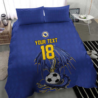 Custom Bosnia and Herzegovina Football 2026 Bedding Set Blue Dragon National Pride