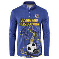 Custom Bosnia and Herzegovina Football 2026 Button Sweatshirt Blue Dragon National Pride