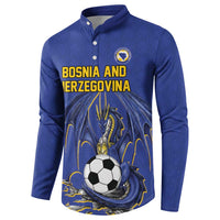Custom Bosnia and Herzegovina Football 2026 Button Sweatshirt Blue Dragon National Pride