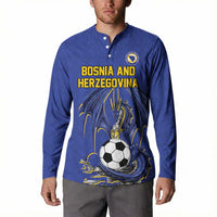 Custom Bosnia and Herzegovina Football 2026 Button Sweatshirt Blue Dragon National Pride