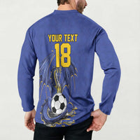 Custom Bosnia and Herzegovina Football 2026 Button Sweatshirt Blue Dragon National Pride