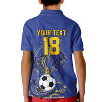 Custom Bosnia and Herzegovina Football 2026 Kid Polo Shirt Blue Dragon National Pride
