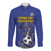 Custom Bosnia and Herzegovina Football 2026 Long Sleeve Button Shirt Blue Dragon National Pride
