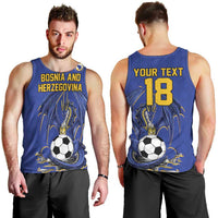 Custom Bosnia and Herzegovina Football 2026 Men Tank Top Blue Dragon National Pride