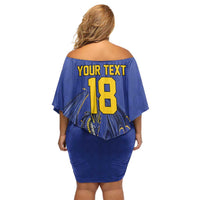 Custom Bosnia and Herzegovina Football 2026 Off Shoulder Short Dress Blue Dragon National Pride