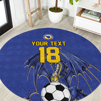 Custom Bosnia and Herzegovina Football 2026 Round Carpet Blue Dragon National Pride