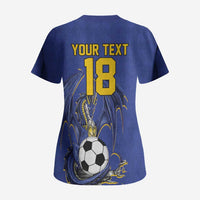 Custom Bosnia and Herzegovina Football 2026 Scrub Top Blue Dragon National Pride