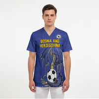 Custom Bosnia and Herzegovina Football 2026 Scrub Top Blue Dragon National Pride