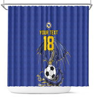 Custom Bosnia and Herzegovina Football 2026 Shower Curtain Blue Dragon National Pride