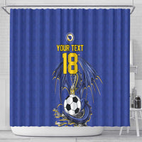Custom Bosnia and Herzegovina Football 2026 Shower Curtain Blue Dragon National Pride