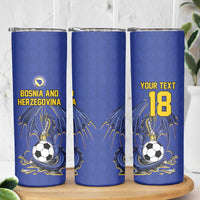 Custom Bosnia and Herzegovina Football 2026 Skinny Tumbler Blue Dragon National Pride