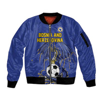Custom Bosnia and Herzegovina Football 2026 Sleeve Zip Bomber Jacket Blue Dragon National Pride