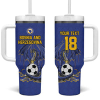 Custom Bosnia and Herzegovina Football 2026 Tumbler With Handle Blue Dragon National Pride