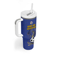Custom Bosnia and Herzegovina Football 2026 Tumbler With Handle Blue Dragon National Pride